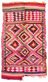 Antique Peruvian Textile/Wool Blanket or Rug: 82'' x 45''