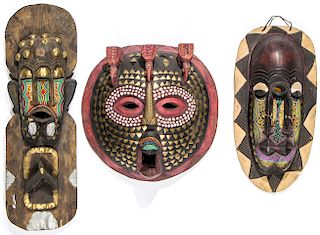 3 Large Vintage African Tourist Decor Mask Forms