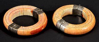 Matched Pair of Antique Ivory Bracelets, India