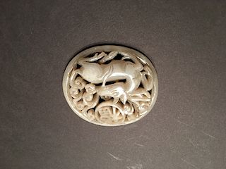 ANTIQUE Chinese White Jade Chain Bracelet, 2 1/2" inner Dia.