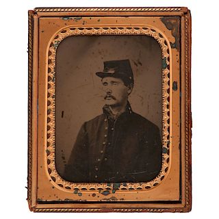 Half Plate Ambrotype of Private Adumea Russell, 6th Michigan Cavalry, Captured at Hanover, PA