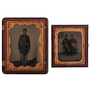 Pair of Civil War Tintypes of Armed Pennsylvania Bucktails
