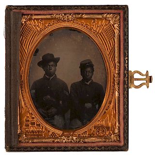 Sixth Plate Tintype of Two African American Soldiers