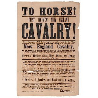 Rare Early First Regiment New England Cavalry Broadside