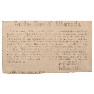 Confederate 1863 Broadside, To the Men of Albemarle