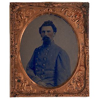 Surgeon William T. Brewer, 43rd NCST, Captured at Gettysburg, Two Exquisite Sixth Plate Ambrotypes, Inc. Rare Blue Ambrotype