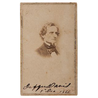 Jefferson Davis, CDV, Signed and Dated to his Imprisonment in Fortress Monroe