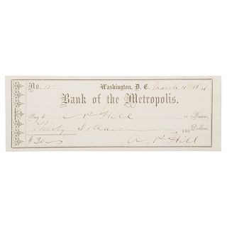 Civil War Check Signed by CSA General A. P. Hill