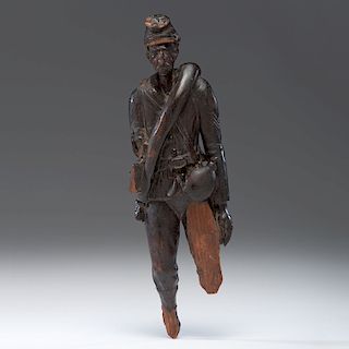 Civil War Folk Art Carved Wooden Soldier