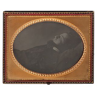Striking Half Plate Postmortem Daguerreotype of a Bearded Gentleman