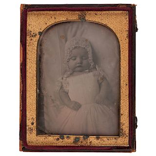 Postmortem Daguerreotypes of Infants, Group of Three Featuring Beautiful Portrait by Langenheim
