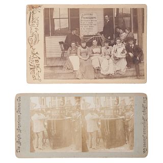 Scarce Photographs of People Testing Edison's Phonograph
