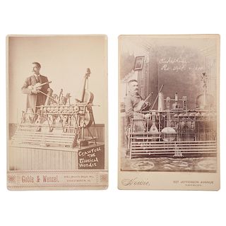 Cabinet Card Collection of Musical Wonders and One Man Bands, Including "Prof. C. E. Charles, Musical Genius"