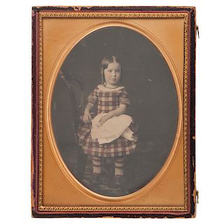 Stunning Half Plate Daguerreotype of a Girl and her Doll by McClees & Germon