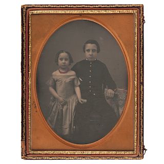Half Plate Daguerreotype of Two Mulatto Children