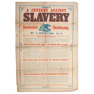 Exceptionally Rare Anti-Slavery Broadside, A Crusade Against Slavery