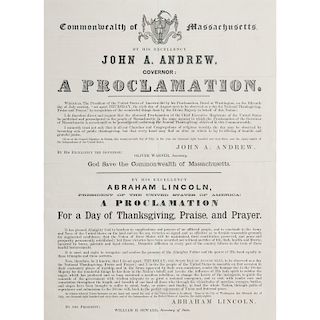 Lincoln's Proclamation of Thanksgiving, 1863 Broadside
