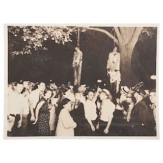 African American Double Lynching in Marion, Indiana, Pair of Silver Gelatin Photographs