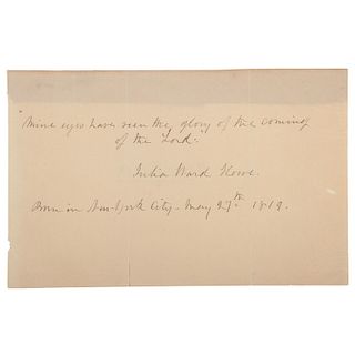 Julia Ward Howe Autograph Quotation Signed