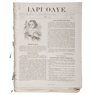 Iapi Oaye. The Word Carrier, Very Rare Sioux Indian Language Newspaper, First Year, Complete Run of Twelve Monthly Issues