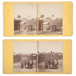 Rare Pair of Stereoviews of Spotted Tail's Camp, Ca 1879