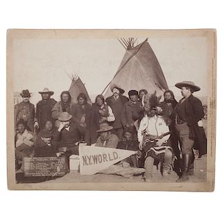 Indian Chiefs and US Officials, Incl. William F. Cody, at Wounded Knee, Large Format Photograph by Grabill