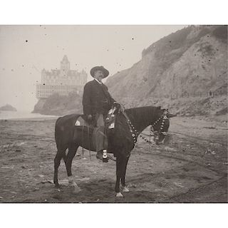 Series of Four Photographs of Buffalo Bill Cody and Wild West Show Indians at Cliff House, San Francisco