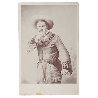 Three Cabinet Cards of Cowboys and Performers, Two Armed, Incl. George Gillies, Caretaker of Wisconsin's "Old Abe"