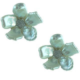 Contemporary Pearl & Diamond flower Earrings