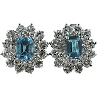 Aquamarine & Diamond Earrings.