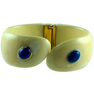 Ladies Ivory & Lapis Lazuli Cuff Bracelet