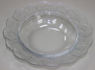 Lalique French Art glass Leaf Bowl.