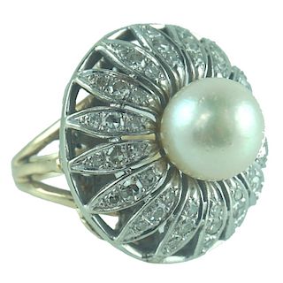14 Karat Diamond & Pearl Na Hoku Designer Ring.