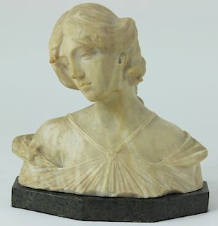 Marble Bust of a Woman, Signed
