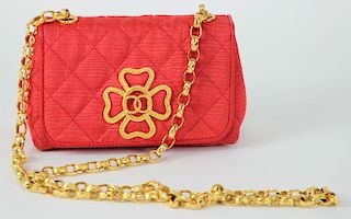 Rare Chanel Satin/Gold Mini Floral Shoulder Bag