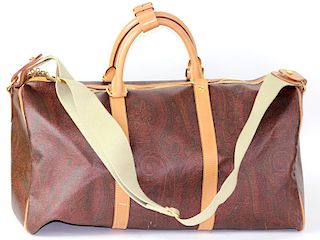 Etro Paisley Canvas & Leather Duffle Carryon Bag
