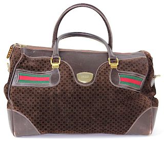 Gucci Brown Fabric & Leather Jumbo Handbag