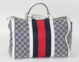 Gucci Monogram Stripe Boston Bowlers Bag