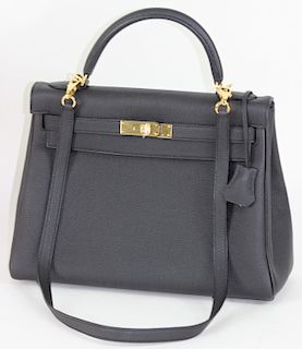 2017 Hermes Kelly 32 Black Togo Leather Handbag