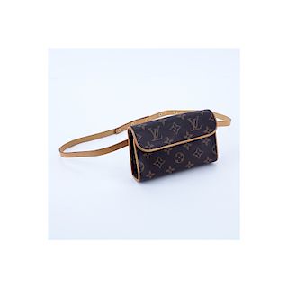 Louis Vuitton Brown Monogram Coated Canvas Florentine Bum Bag With Belt. Golden brass hardware, bei