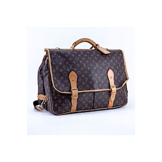 Louis Vuitton Brown Monogram Coated Canvas Sac Chasse Luggage. Golden brass hardware, brown/beige i