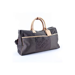 Louis Vuitton Brown Damier Geant Canvas Sac Louis 50 Travel Bag. Silver tone hardware, beige nylon 