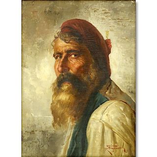 Raffaele Frigerio, Italian (1875 - 1948) Oil on canvas "Portrait Of A Fisherman". Signed lower righ