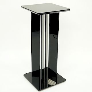 Mid Century Modern Black Lucite Pedestal. Scuffs to top from display. Measures 34" H, 15" squared t
