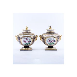 Pair of Barr, Flight & Barr Worcester Porcelain Imari Style Covered Tureen with Satyr Handles. Sign