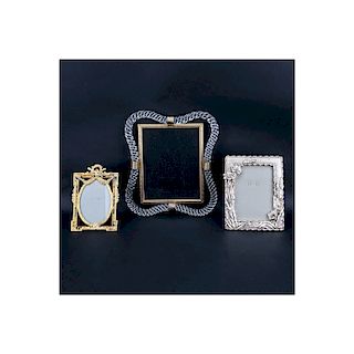 Grouping of Three (3): Mid Century Murano Style Picture Frame, Two Antique Style Picture Frames. Al