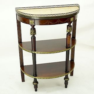 20th Century Louis XVI Style Gilt Brass 3 Tiered Demi Lune Table with Marble Top. Professional rest