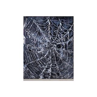 Therese A Egan (20th C.) Composition on Foil Paper "Spider Web" Signed Lower Right, Inscribed in Pe