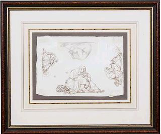 Two Italian School Drawings by Unknown Artists Largest dimensions 12 1/4 x 8 3/4 inches.