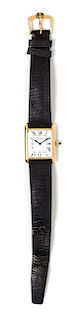 An 18 Karat Gold Plated 'Tank' Wristwatch, Cartier,